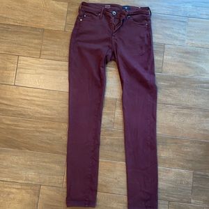 AG mid-rise Cigarette oxblood pants size 25R